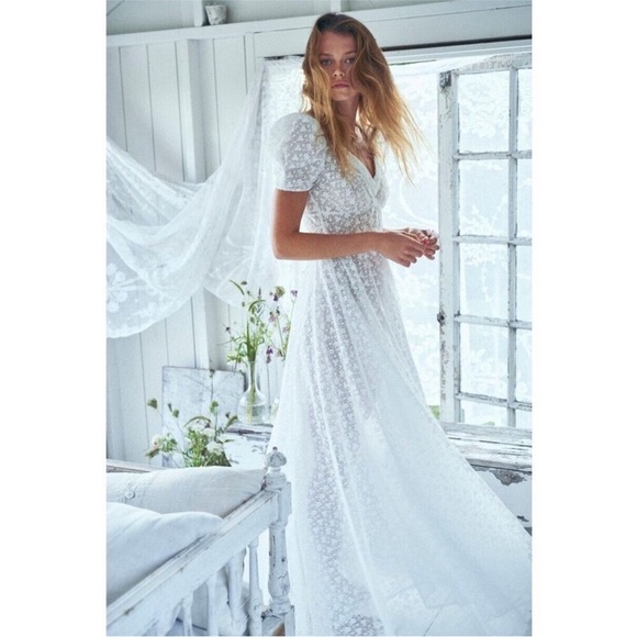 LoveShackFancy Castella Gown Lace Embroidered Maxi Dress White Size 00 NWT - Picture 7 of 11